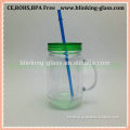 600ml mason jar clear glass bottle with lid and handle